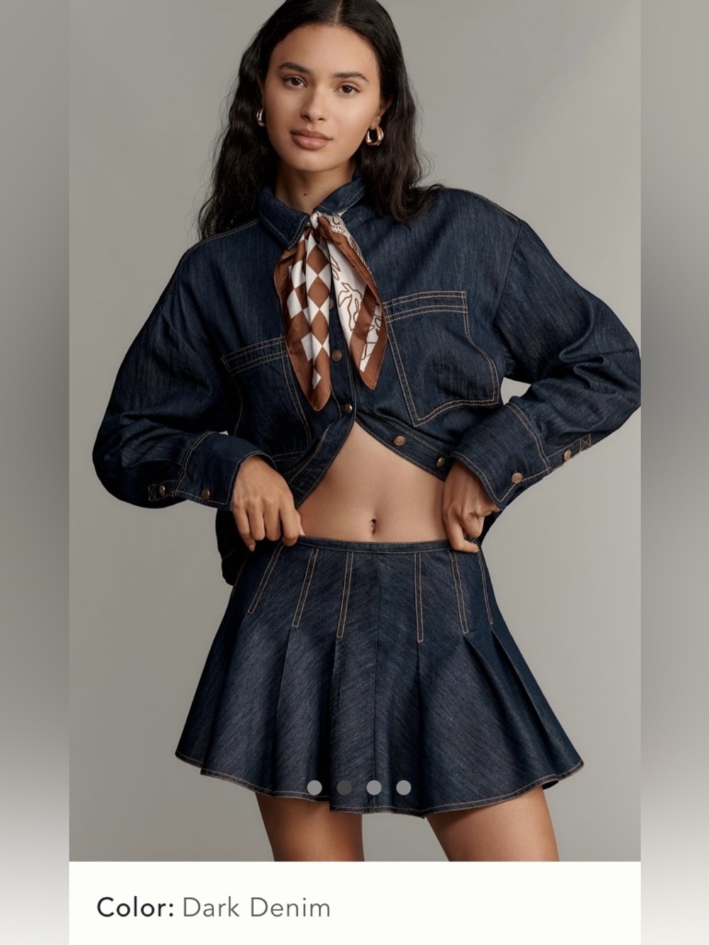 Anthropologie Maeve pleated dark denim mini skirt size 10